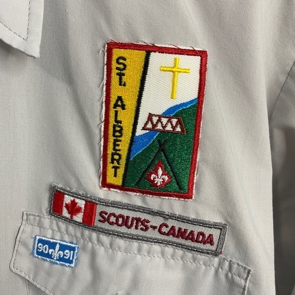Vintage Scouts Canada Gray Button-up Shirt Size 16.5 - Picture 3 of 13